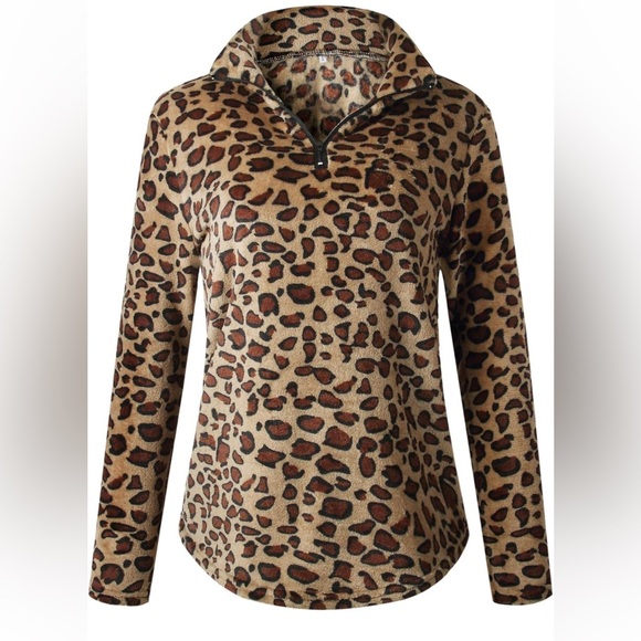 NWOT women’s long sleeve leopard print sweatshirt Sz XL - Picture 2 of 5